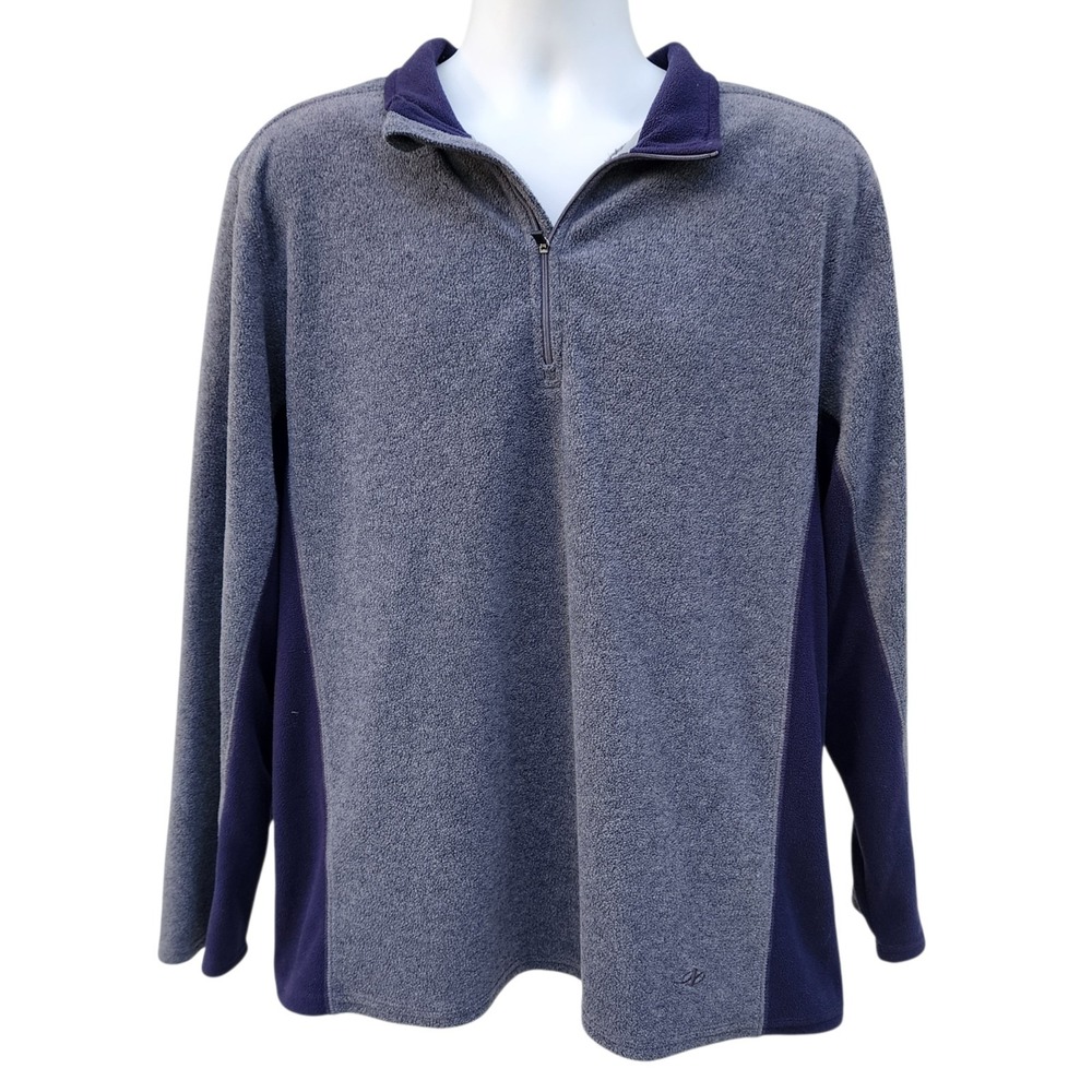 NordicTrack Men's Large 1/4 Zip Fleece Pullover Gray Blue Polyester Jacket L